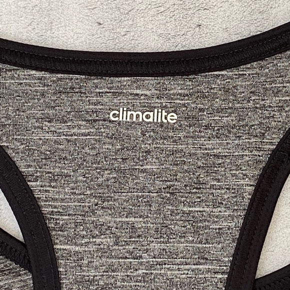 Adidas Climalite Racer Back Tank Top Women's Sz Large Grey Heather Black Trim - Picture 4 of 7